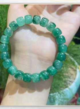 纯天然非洲翠独龙玉冰飘绿花手链