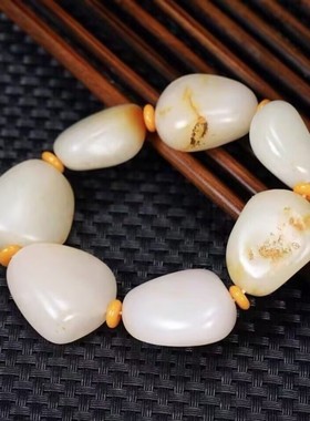 羊脂级真皮原石籽料手链男女款