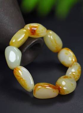 红沁皮原石籽料手链手串