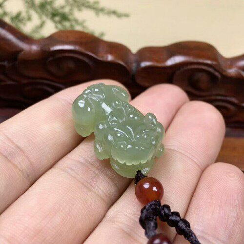 天然霸王貔貅情侣项链新疆和田玉