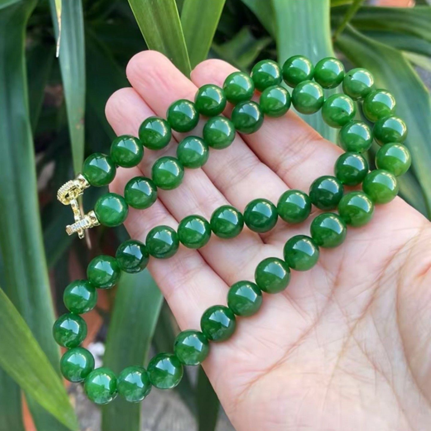 老料油润老菠菜碧玉项链女款