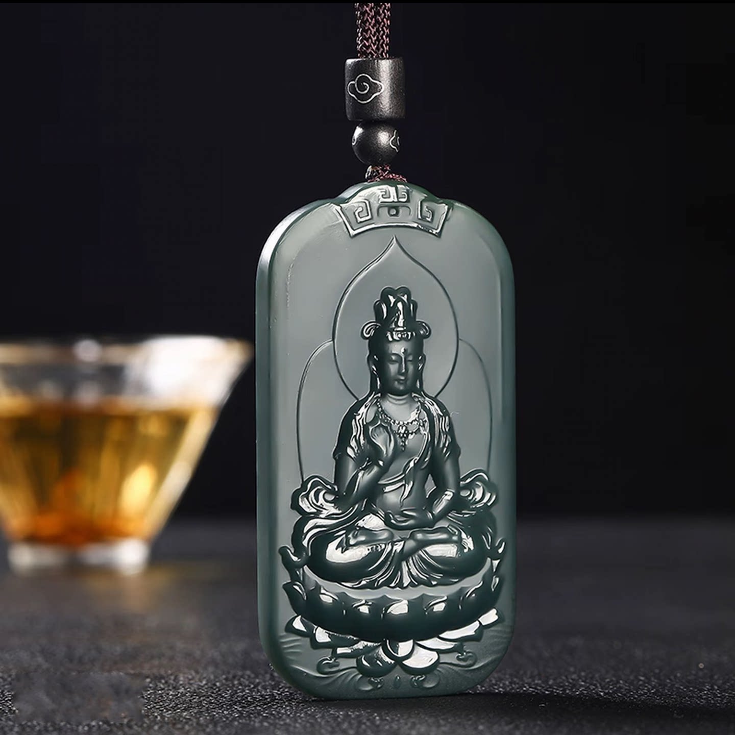 天然新疆和田玉观音吊坠