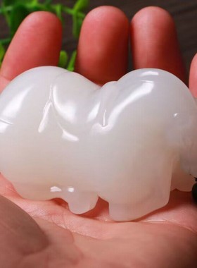 天然正品玉石玉器生肖马手把件