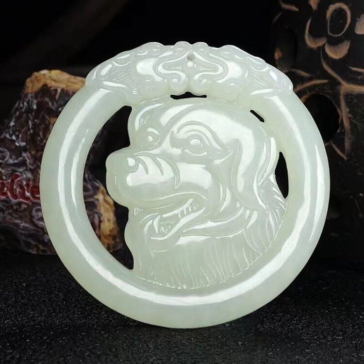 正品新疆和田玉生肖狗吊坠