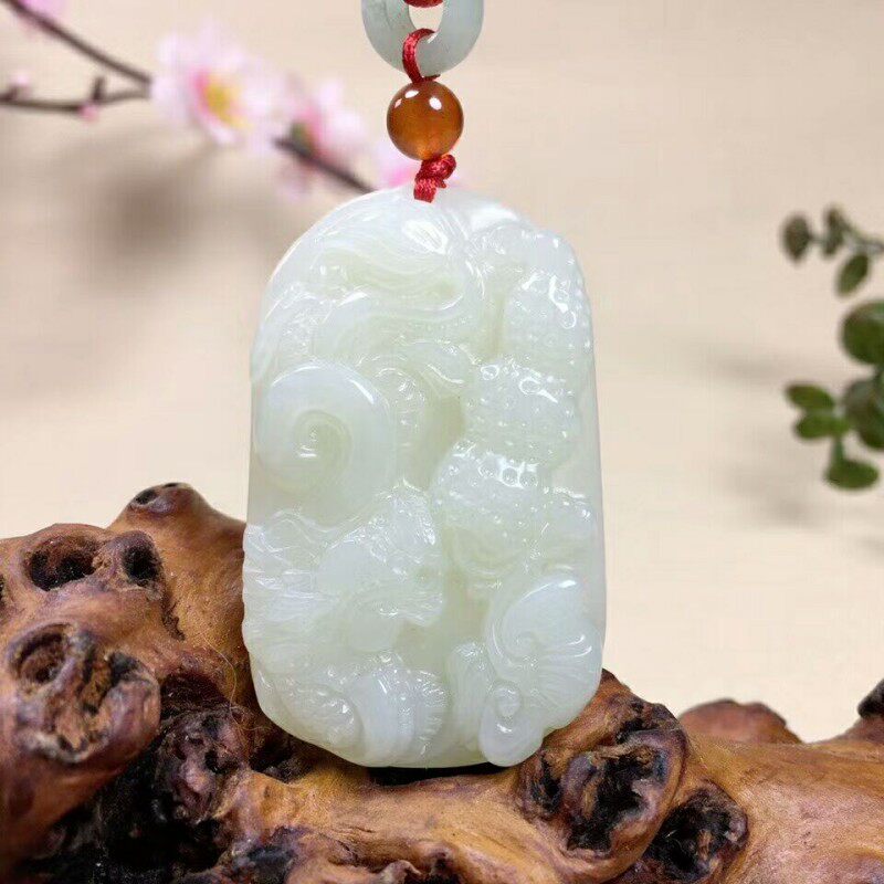 正品新疆和田玉大富大贵吊坠白玉长命富贵挂件男女款长生果玉吊坠