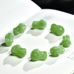 天然新疆和田玉白菜手串男士玉石玉器翠青玉女款玉白菜玉手链证书