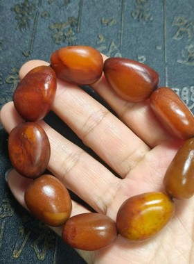 枣红皮籽料原石手链手串