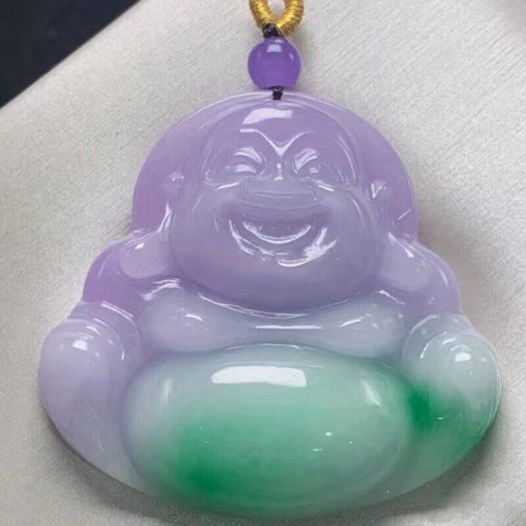 高档缅甸翡翠佛公吊坠