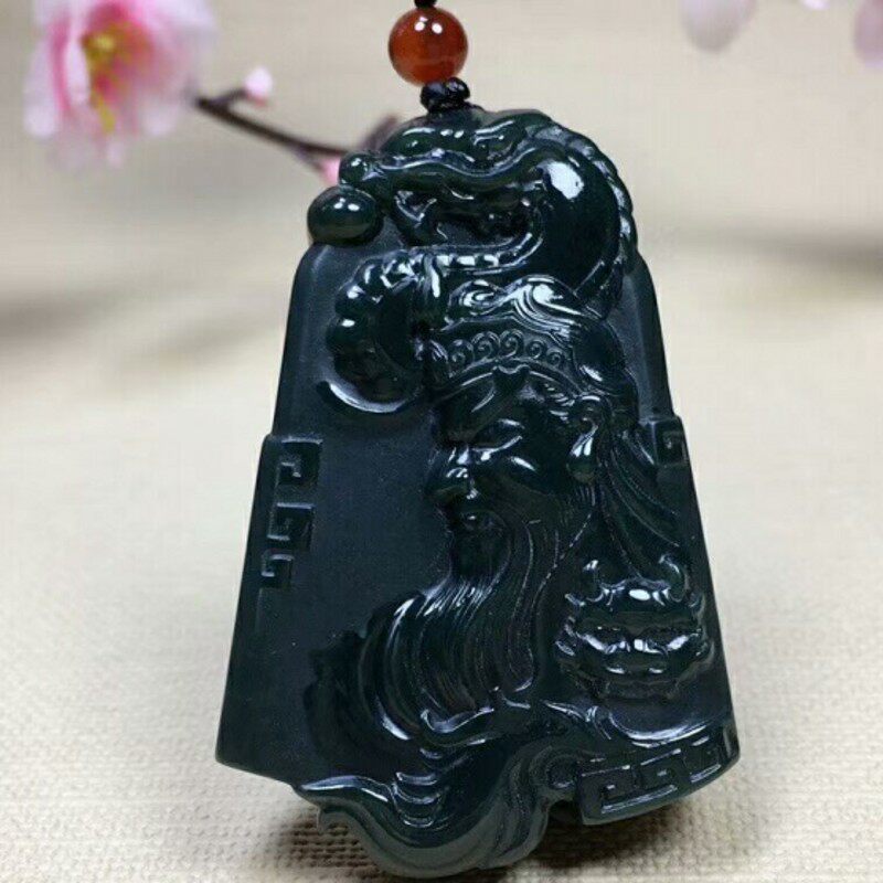 天然关二爷项链挂件新疆和田玉