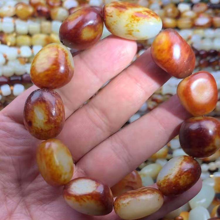 枣红皮原石籽料手串手链