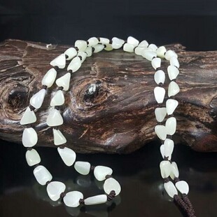 天然和田玉项链男女玉石链子白玉吊坠挂绳情侣原石珠链绳子毛衣链