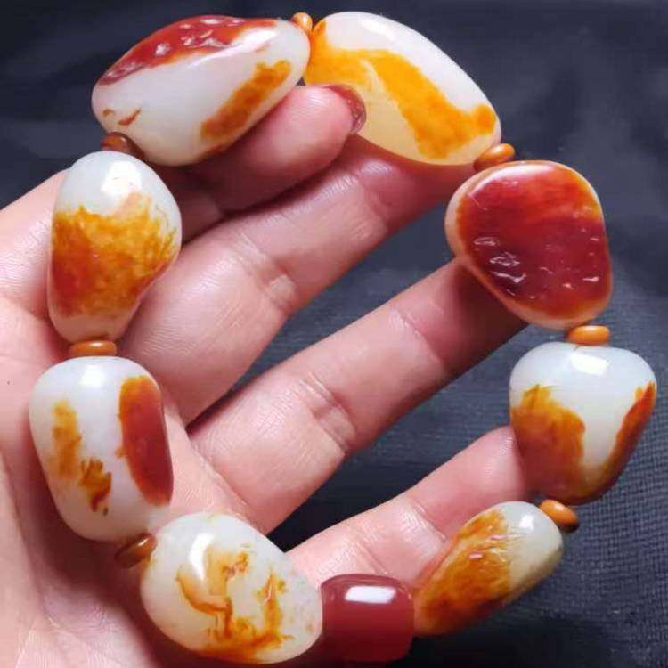 保真和田玉手链正品原石籽料手链手串男款玉石玉器玉手链手串包邮