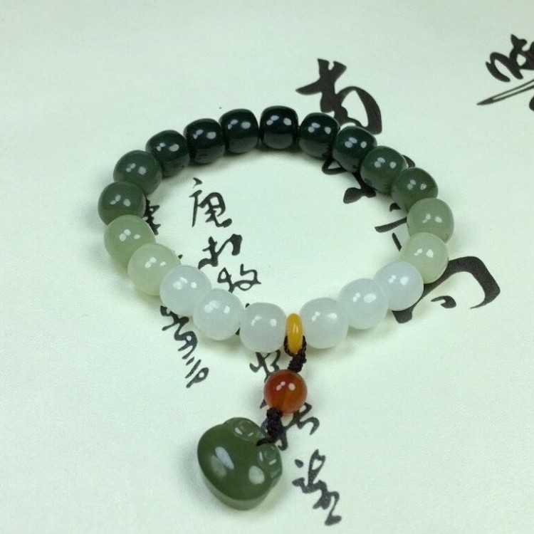 男女款算盘珠带证书新疆和田玉