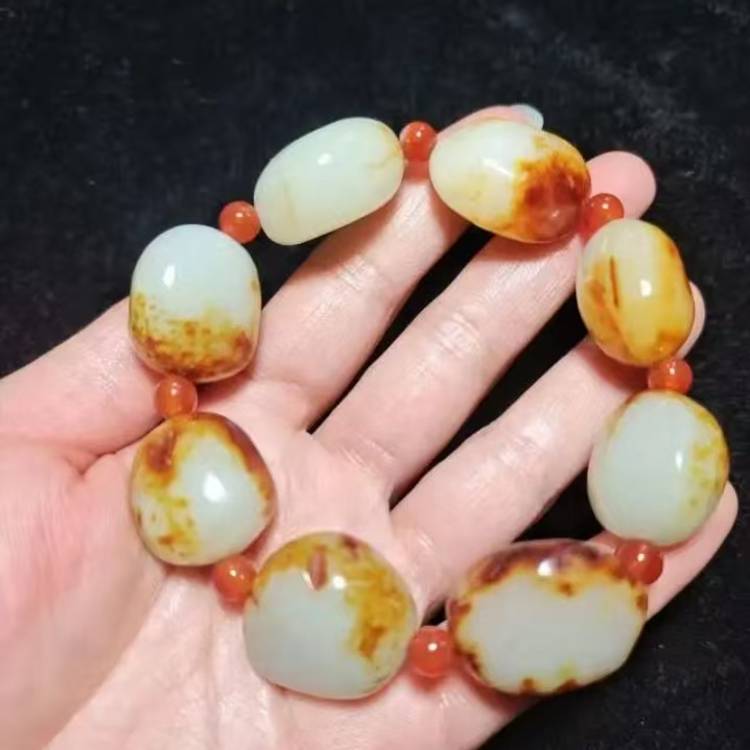 枣红皮原石籽料手链手串