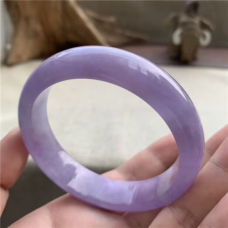 冰糯种帝王紫紫罗兰处理翡翠玉镯