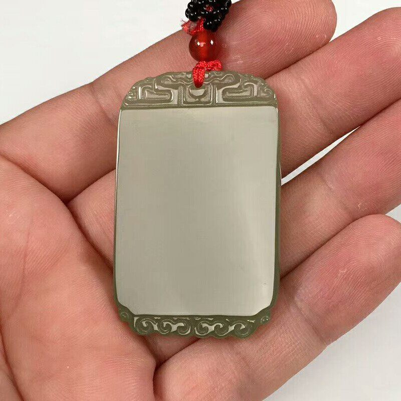 新疆和田玉平安牌吊坠情侣毛衣链无字牌玉佩无事牌男士款挂坠送证