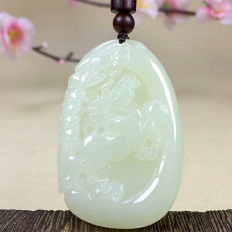 新疆和田玉生肖马吊坠白玉马上发财挂件天然玉石玉器属猴玉坠包邮