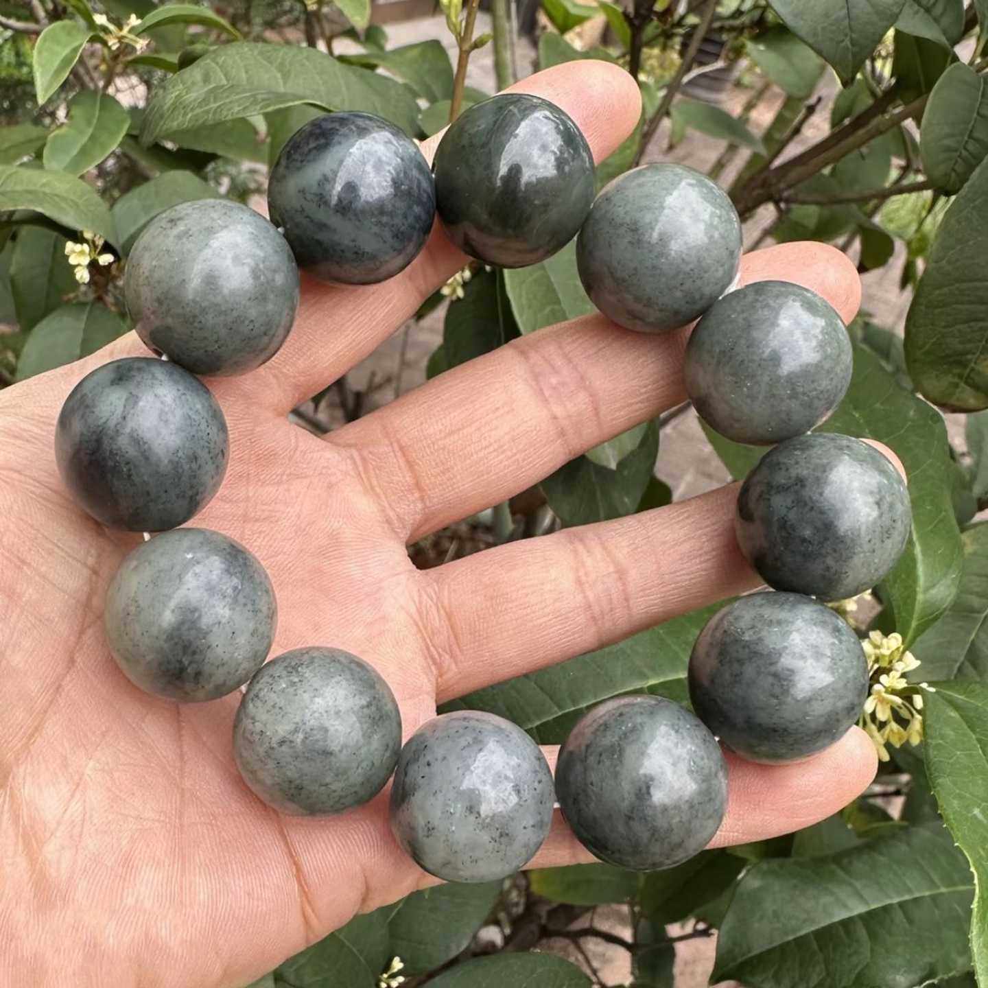 老矿青花籽料手串手链男款手链