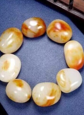 羊脂级洒金皮籽料原石手串手链