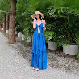 跨境新品 半身裙 泰兰德穿搭设计感海边度假裙氛围感拍照抹胸上衣