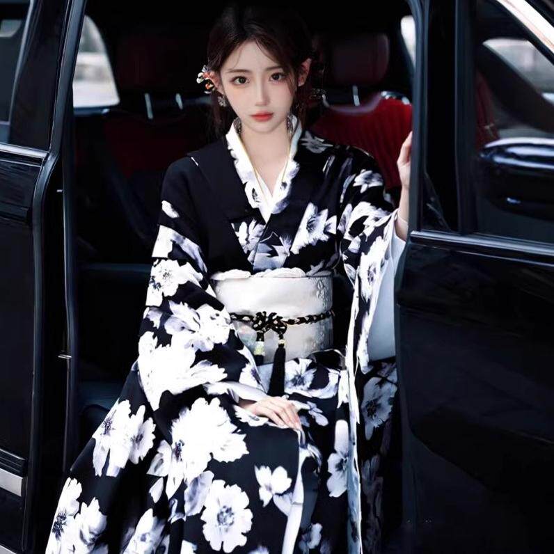 影楼新款和服黑道千金传统日本写真浴衣神明少女摄影改良cos服装