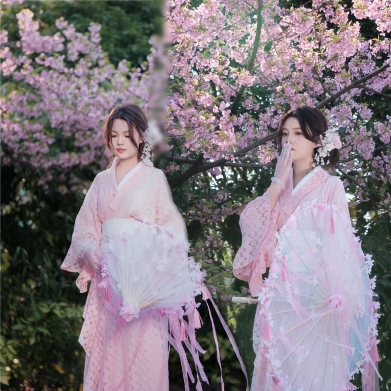粉色蕾丝和服浴衣写真摄影服装