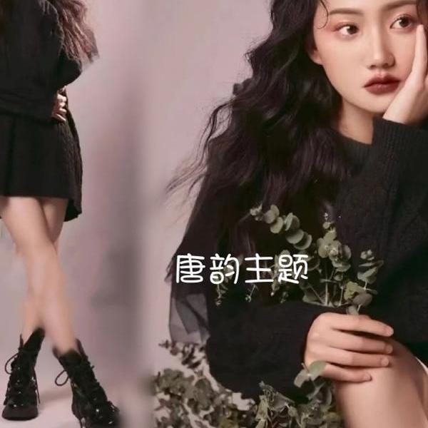 新款影楼拍照黑色毛衣主题写真