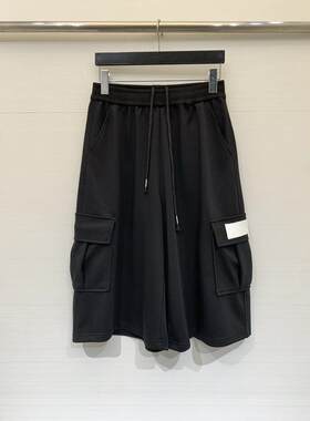 高腰工装风黑色阔腿裤女多口袋宽松休闲裤显瘦直筒裤