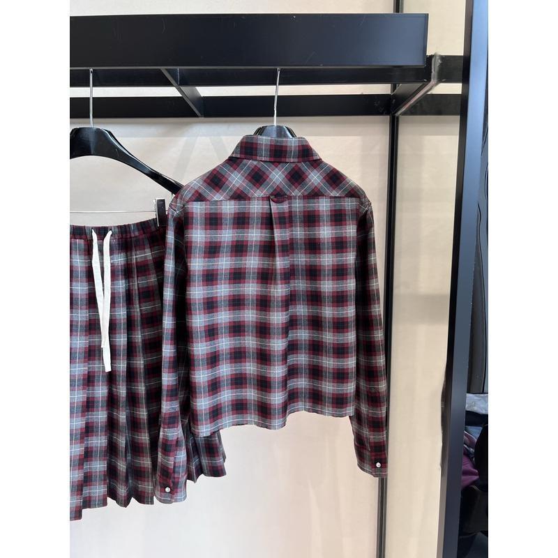 复古格纹衬衫半裙套装女秋季时尚百搭显瘦两件套简约洋气上衣