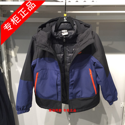 乔丹儿童冲锋衣男大童2025冬商场新款三合一保暖户外羽绒服两件套