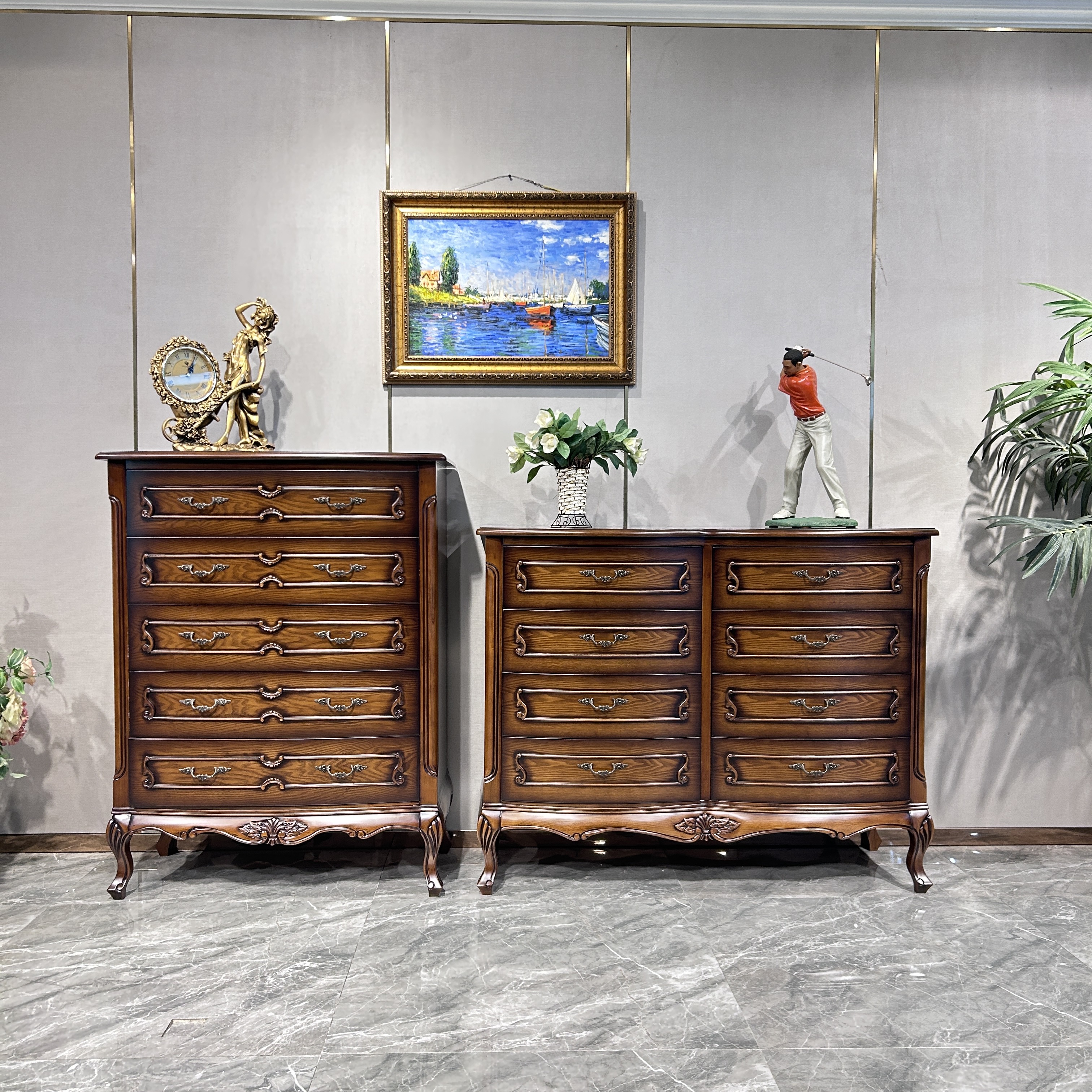 美式乡村五斗柜欧式风格家具实木抽屉田园卧室橱收纳储物柜子组合