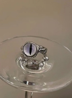 猫眼开口戒指女轻奢高级感气质网红食指戒小众设计时尚个性指环潮