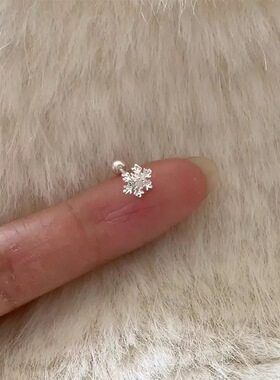 雪花耳钉女镀925银养耳洞ins精致耳骨环小众设计高级感气质耳骨钉
