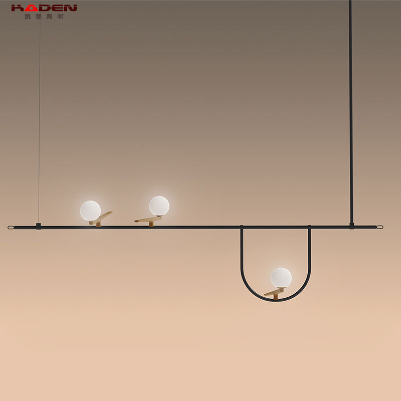 北欧创意个性艺术吊灯全铜设计师款餐厅餐桌前台工程定制三头灯具