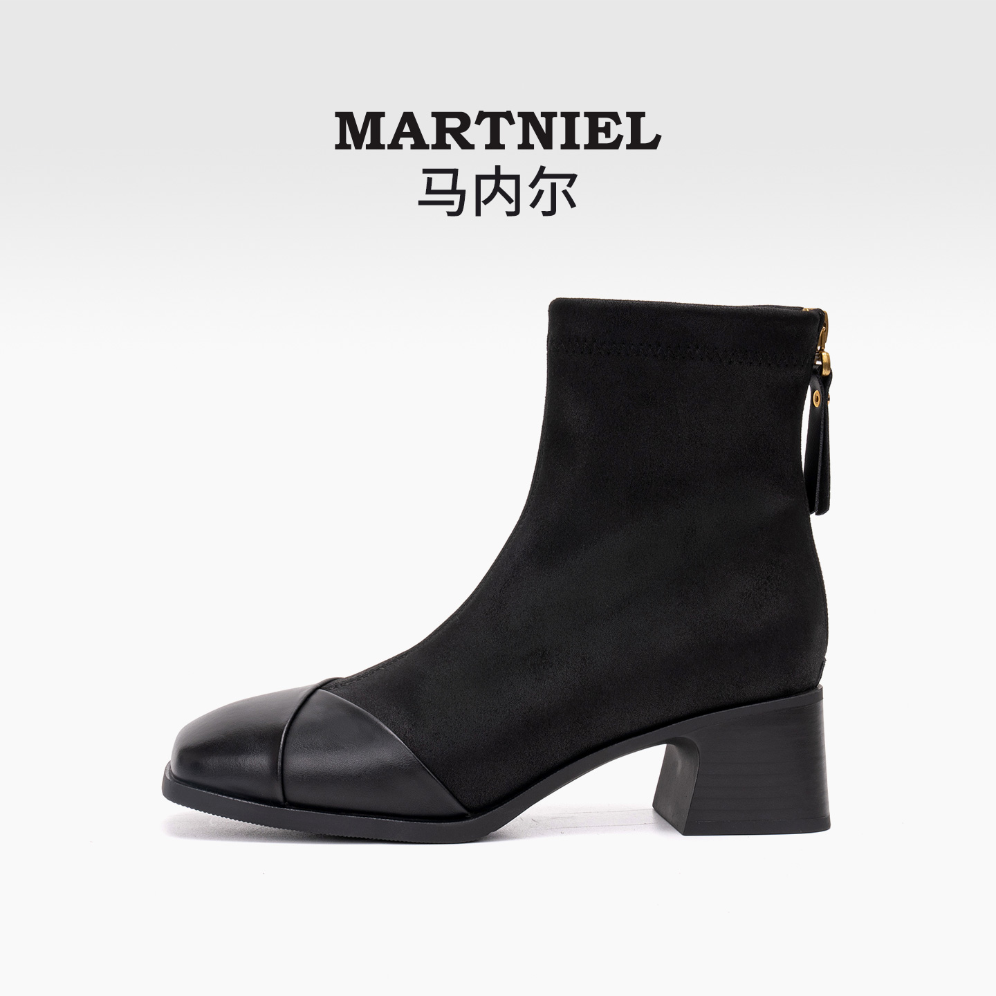 马内尔时尚马丁靴弹力靴女