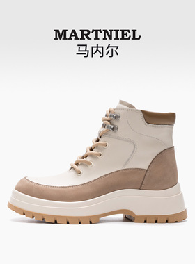 马内尔2025新款马丁靴女厚底今年流行的短靴子爆款小个子增高女靴
