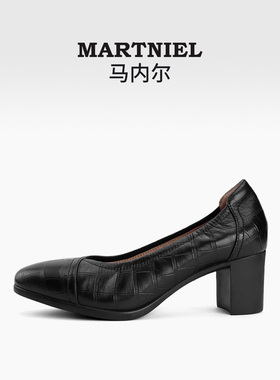 【商场同款】马内尔一脚蹬单鞋羊皮软底舒适黑色高跟鞋女G35061