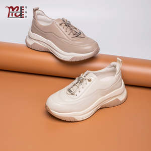 【商场同款】马内尔运动休闲鞋女羊皮厚底增高外穿防滑舒适G32151