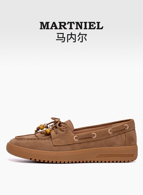 马内尔豆豆鞋女2025新款复古一脚蹬乐福鞋软底秋冬妈妈鞋G256021