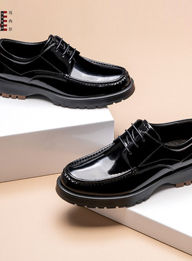 马内尔2024秋冬新款英伦风黑色皮鞋商务风舒适单鞋男士M41071