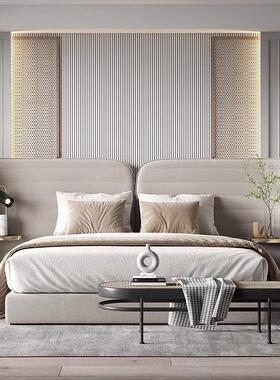 意式极简Mies布艺主卧双人床现代简约轻奢侘寂设计师婚床定制大床
