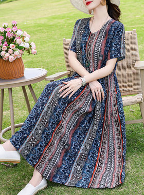 夏季新款棉绸连衣裙宽松显瘦