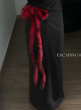 红色毛毛腰饰爵士舞蹈腰间配饰小众个性y2k亚文化辣妹穿搭装饰