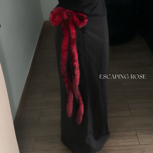 红色毛毛腰饰爵士舞蹈腰间配饰小众个性y2k亚文化辣妹穿搭装饰