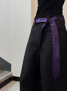 复古紫色免打领带腰带腰饰设计感小众2025正流行穿搭配围脖配饰女