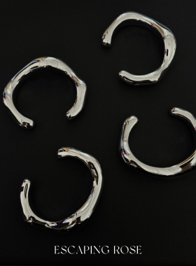 巨好看的银色异形开口手镯配饰品