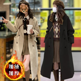 加厚夹棉毛呢外套女加绒小个子秋冬季高级感赫本风衣呢子百搭大衣