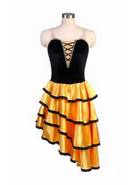 西班牙舞蹈演出服儿童专业表演服橙色堂吉诃德蓬蓬裙成人芭蕾舞裙