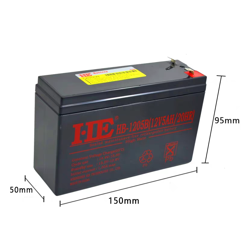 HE蓄电池12V5AH电瓶铅酸免维护备用应急UPS电池12伏5.0AH机房