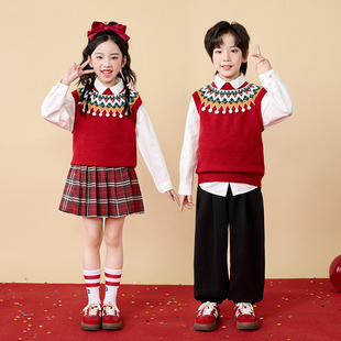 男童毛衣冬季新款演出服中大童女孩裙子爆款针织衫套装童装衣服潮